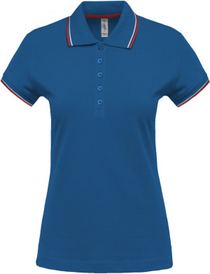 Kariban - Damen Kurzarm Piqué Polo (Light Royal Blue / Red / White)