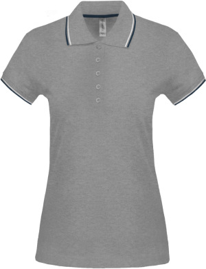 Kariban - Női rövid ujjú piké póló (Oxford Grey / Navy / White)