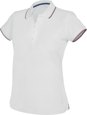 Kariban - Női rövid ujjú piké póló (White / Navy / Red)