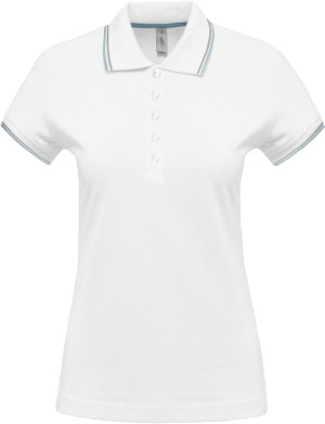 Kariban - Damen Kurzarm Piqué Polo (White / Sky Blue / Light Grey)