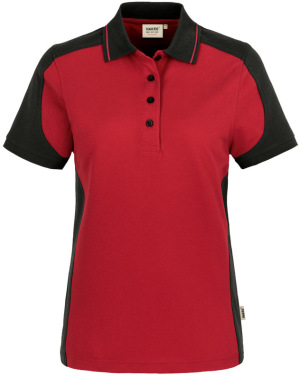 Hakro - Damen Poloshirt Contrast Mikralinar (rot/anthrazit)