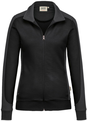 Hakro - Damen Sweatjacke Contrast Mikralinar (schwarz/anthrazit)