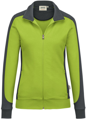 Hakro - Damen Sweatjacke Contrast Mikralinar (kiwi/anthrazit)