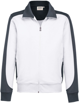 Hakro - Sweatjacke Contrast Mikralinar (weiß/anthrazit)
