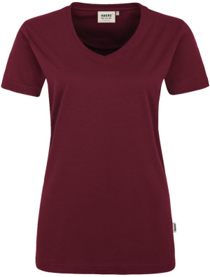 Hakro - Damen V-Shirt Mikralinar (Weinrot)