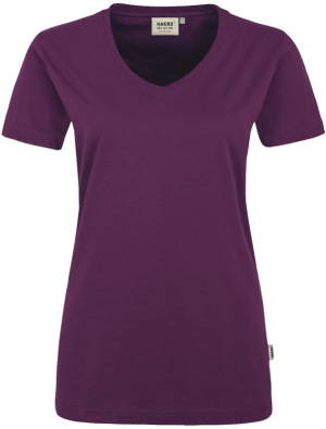 Hakro - Damen V-Shirt Mikralinar (aubergine)