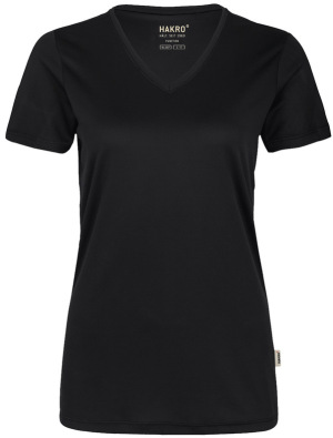 Hakro - Damen V-Shirt Coolmax (schwarz)