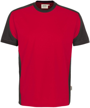 Hakro - T-Shirt Contrast Mikralinar (rot/anthrazit)