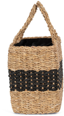 Native Spirit - Eco-friendly striped seagrass basket bag (Striped Seagrass Black / Black Night)