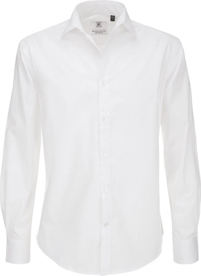 B&C - Poplin Shirt Black Tie Long Sleeve / Men (White)