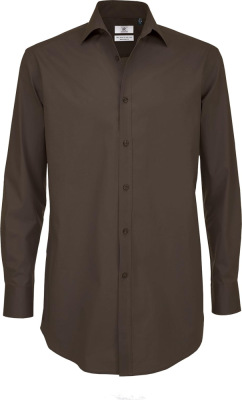 B&C - Poplin Shirt Black Tie Long Sleeve / Men (Coffee Bean)