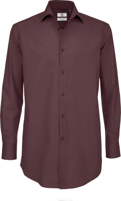 B&C - Poplin Shirt Black Tie Long Sleeve / Men (Luxurious Red)