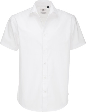 B&C - Poplin Shirt Black Tie Short Sleeve / Men (White)