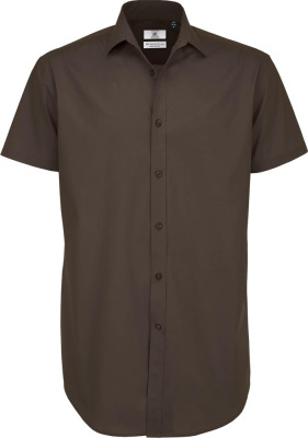 B&C - Poplin Shirt Black Tie Short Sleeve / Men (Coffee Bean)