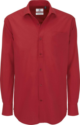 B&C - Poplin Shirt Heritage Long Sleeve / Men (Deep Red)