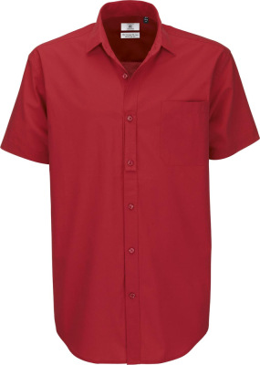 B&C - Poplin Shirt Heritage Short Sleeve / Men (Deep Red)