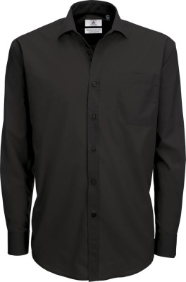 B&C - Poplin Shirt Smart Long Sleeve / Men (Black)