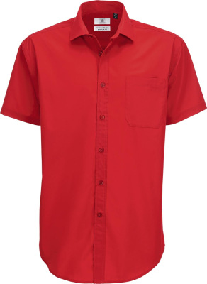 B&C - Poplin Shirt Smart Short Sleeve / Men (Deep Red)