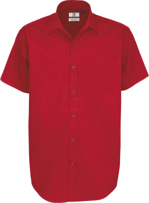 B&C - Twill Shirt Sharp Short Sleeve / Men (Deep Red)