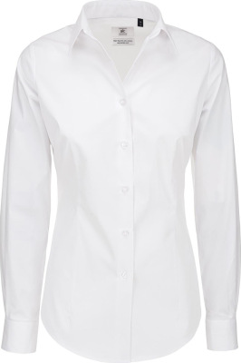 B&C - Poplin Shirt Black Tie Long Sleeve / Women (White)