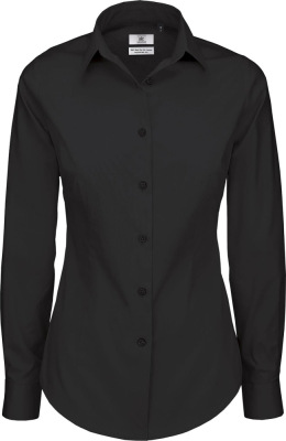 B&C - Poplin Shirt Black Tie Long Sleeve / Women (Black)