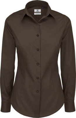 B&C - Poplin Shirt Black Tie Long Sleeve / Women (Coffee Bean)