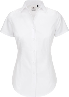 B&C - Poplin Shirt Black Tie Short Sleeve / Women (White)