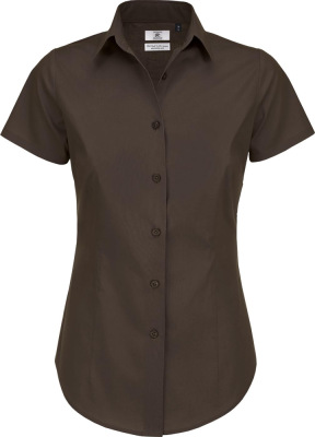 B&C - Poplin Shirt Black Tie Short Sleeve / Women (Coffee Bean)