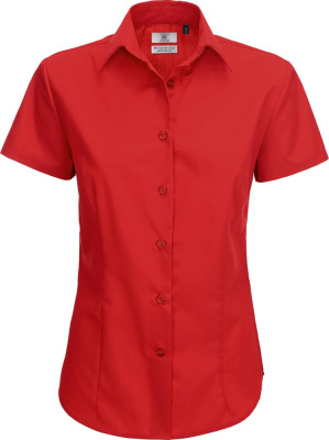 B&C - Poplin Shirt Smart Short Sleeve / Women (Deep Red)