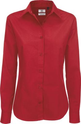 B&C - Twill Shirt Sharp Long Sleeve / Women (Deep Red)