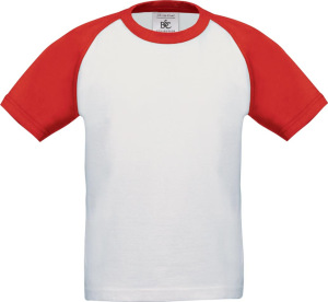 B&C - T-Shirt Base-Ball / Kids (White/Red)