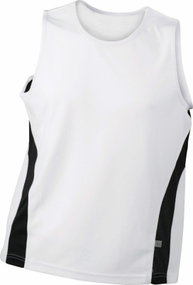 James & Nicholson - Men´s Running Tank (White/Black)