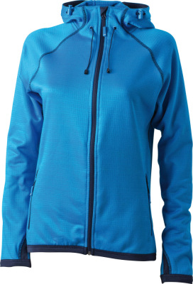 James & Nicholson - Ladies´ Hooded Fleece (Aqua/Navy)