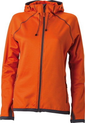 James & Nicholson - Ladies´ Hooded Fleece (Dark Orange/Carbon)