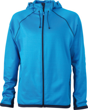 James & Nicholson - Men´s Hooded Fleece (Aqua/Navy)