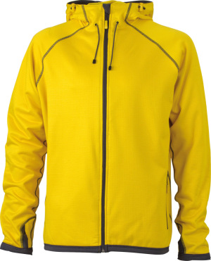 James & Nicholson - Men´s Hooded Fleece (Yellow/Carbon)