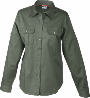 James & Nicholson - Ladies' Travel Blouse Roll-up Sleeves (Olive)