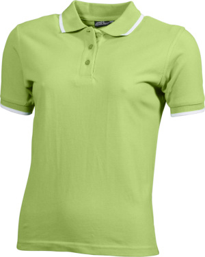 James & Nicholson - Ladies' Polo Tipping (lime-green/white)