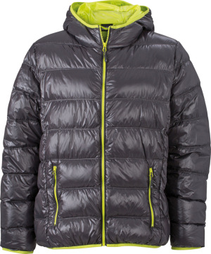 James & Nicholson - Men´s Down Jacket (Carbon/Acid Yellow)