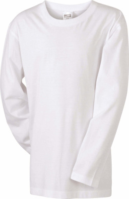 James & Nicholson - Junior Shirt Long-Sleeved Medium (White)