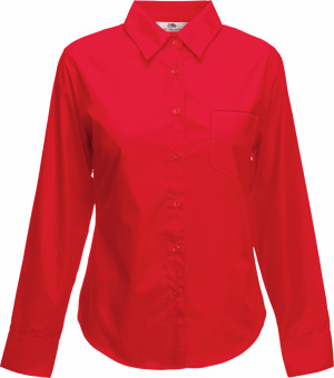 Fruit of the Loom - Lady-Fit Long Sleeve Poplin Blouse (Red)