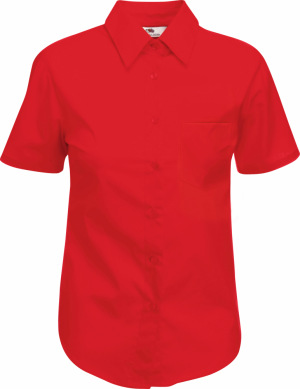 Fruit of the Loom - Lady-Fit Short Sleeve Poplin Blouse (Red)