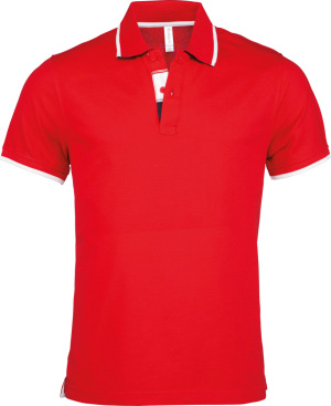 Kariban - Herren Kurzarm Polo (Red/White/Navy)