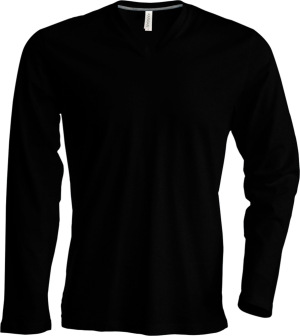 Kariban - Men ́s Long Sleeve V-Neck T-Shirt (Black)