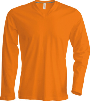 Kariban - Herren Langarm T-Shirt mit V-Ausschnitt (Orange)