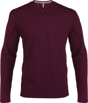 Kariban - Men ́s Long Sleeve V-Neck T-Shirt (Wine)
