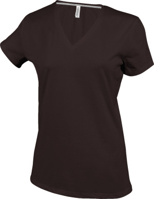 Kariban - Ladies Short Sleeve V-Neck T-Shirt (Chocolate)