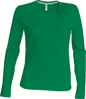 Kariban - Damen Langarm T-Shirt mit V-Ausschnitt (Kelly Green)