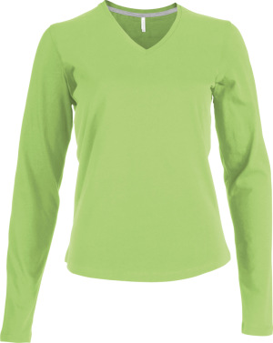 Kariban - Ladies Long Sleeve V-Neck T-Shirt (Lime)