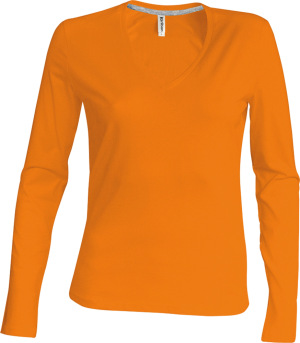 Kariban - Ladies Long Sleeve V-Neck T-Shirt (Orange)